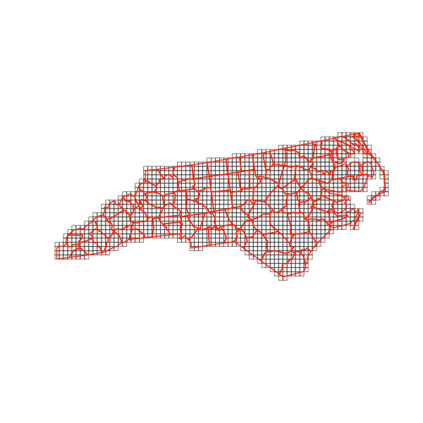 10km grid for North Carolina